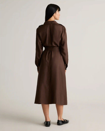 100% Silk Twill Utility Shirt Dress