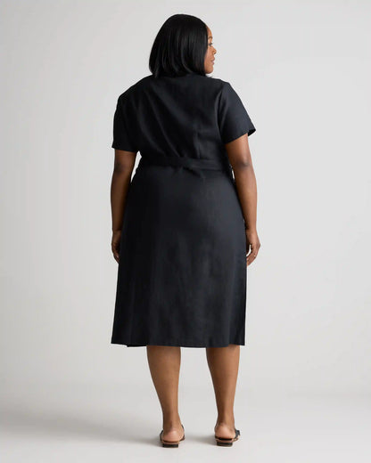 100% European Linen Button Front Dress