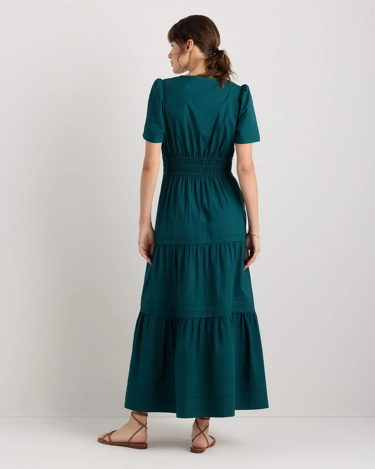 100% Organic Cotton Poplin Tiered Maxi Dress