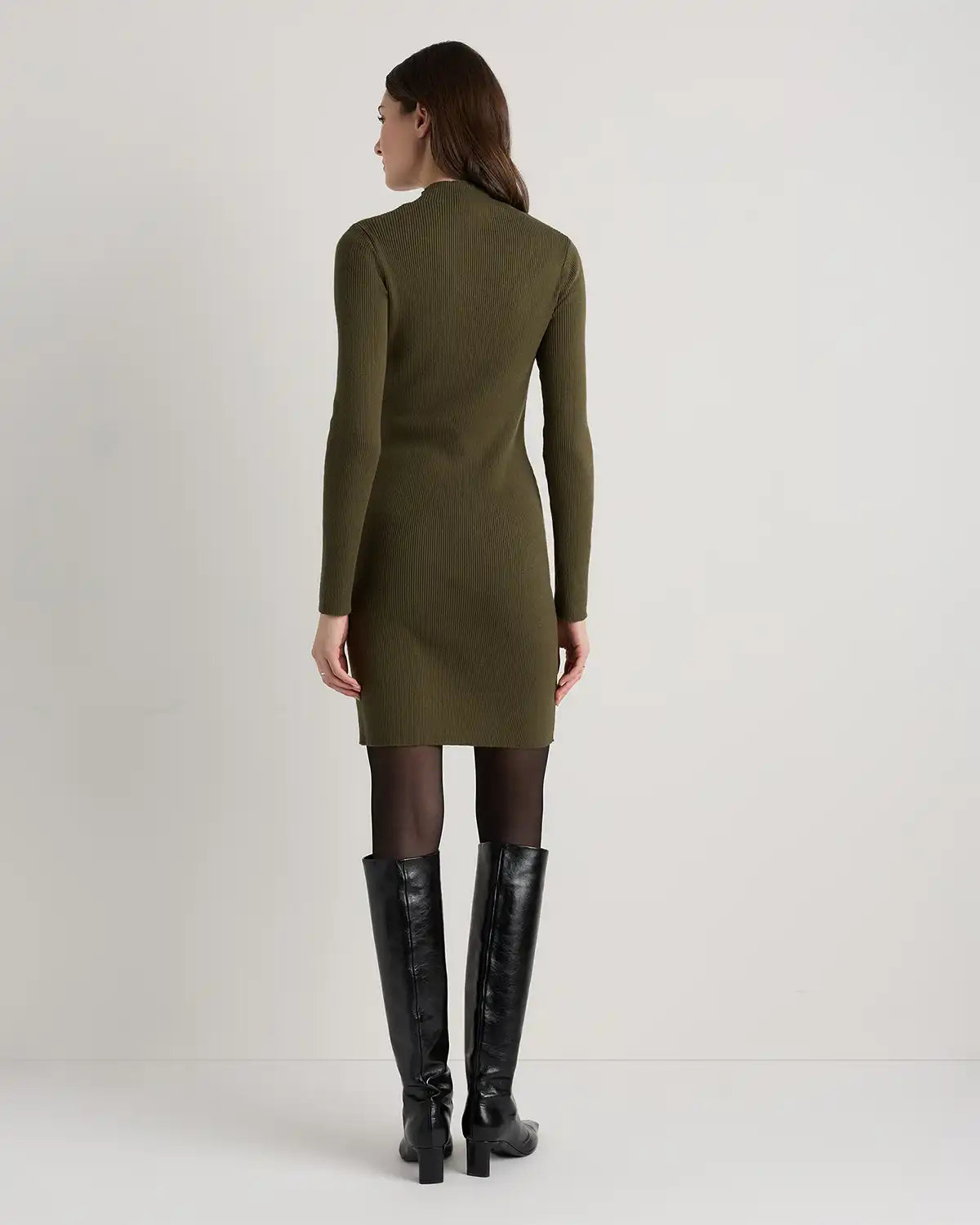 Cotton Cashmere Mock Neck Mini Dress
