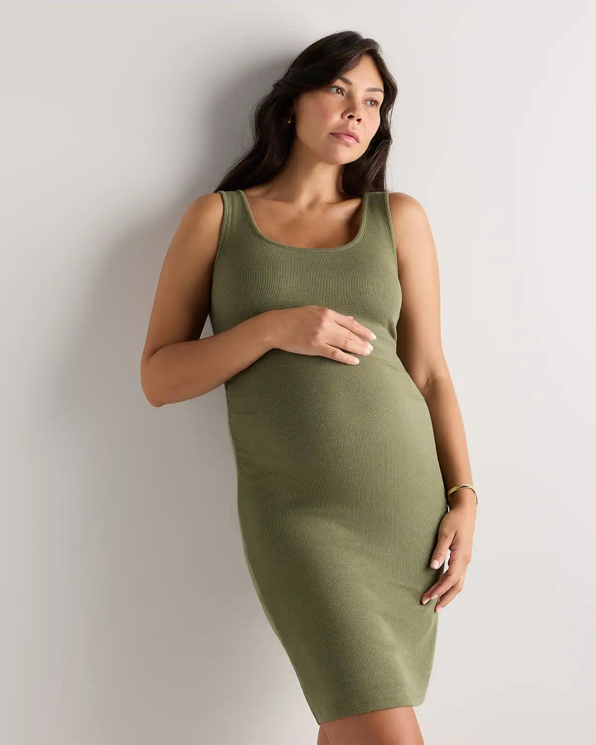Bamboo Rib Maternity Sleeveless Mini Dress