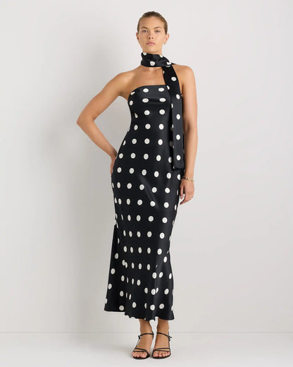 100% Washable Silk Strapless Scarf Maxi Dress