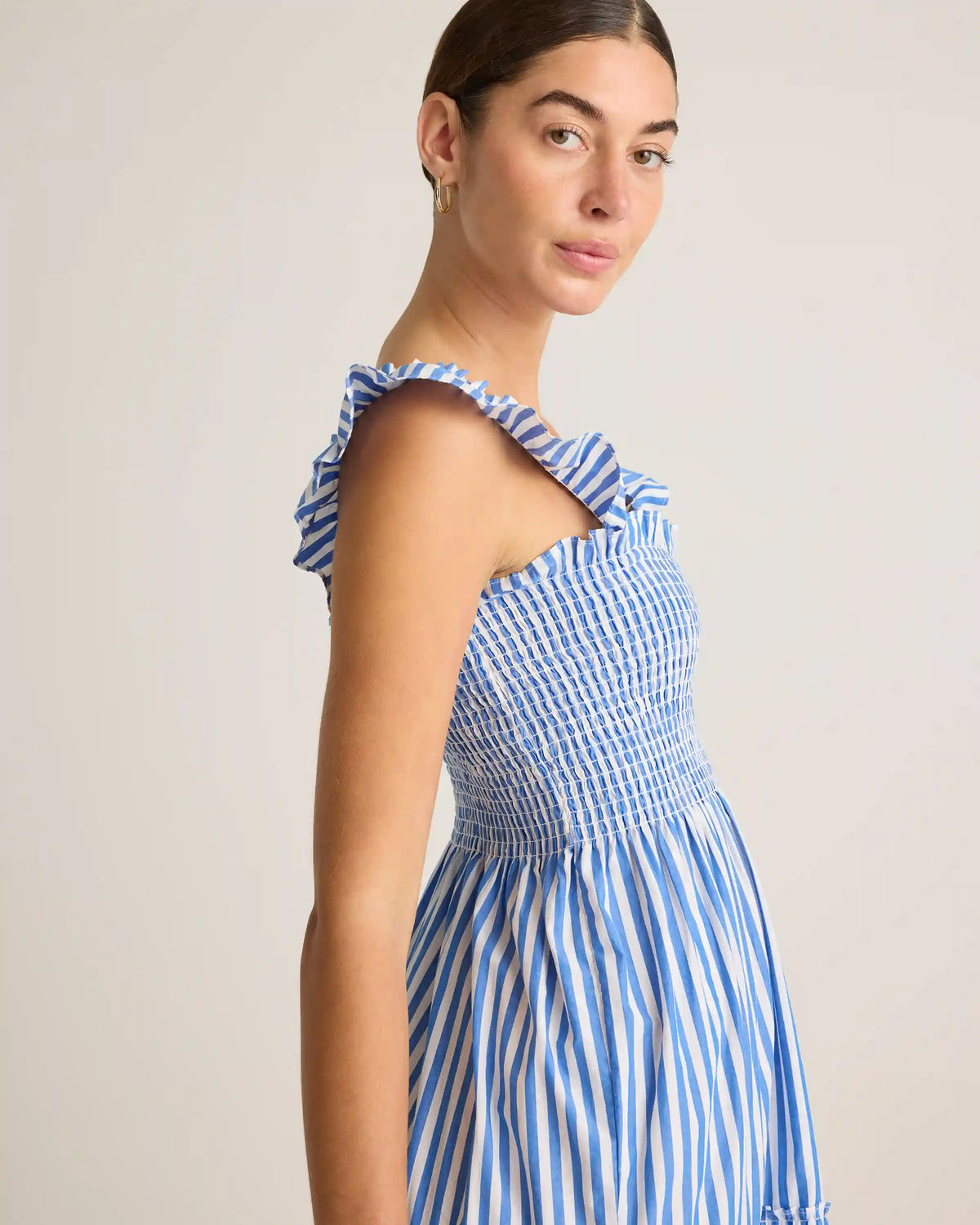 100% Organic Cotton Poplin Smocked Midi Dress