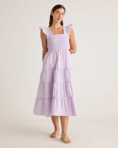 100% Organic Cotton Poplin Smocked Midi Dress