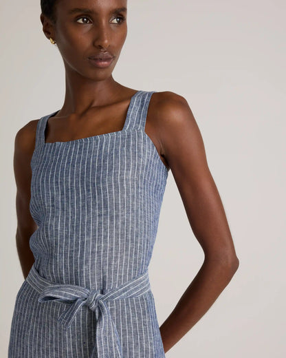 100% European Linen Square Neck Jumpsuit