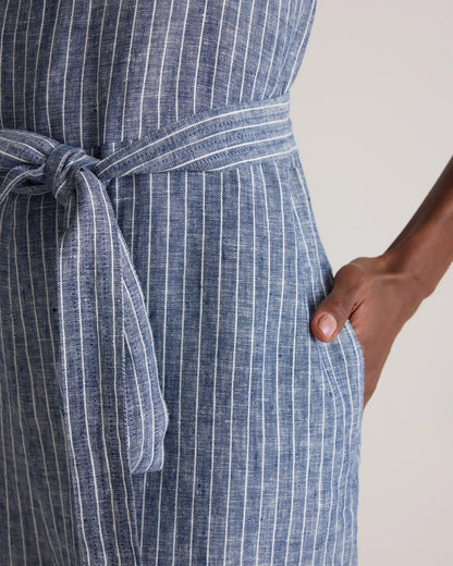 100% European Linen Square Neck Jumpsuit