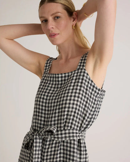 100% European Linen Square Neck Jumpsuit