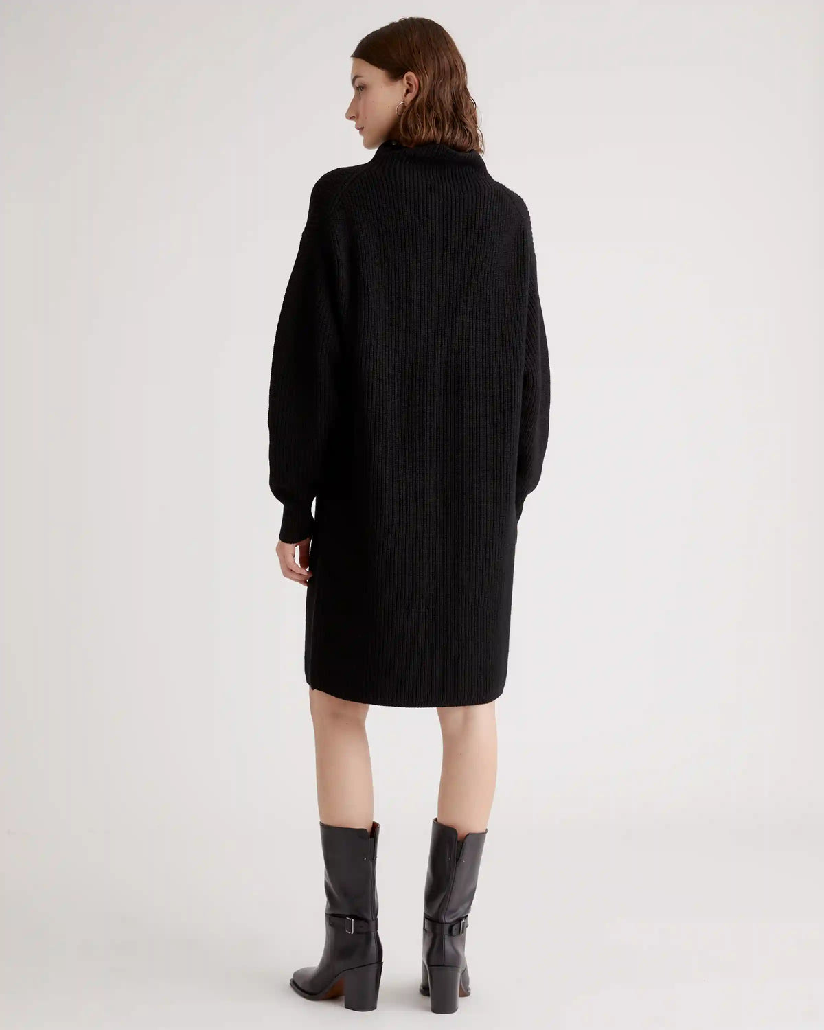 Australian Merino Wool Relaxed Turtleneck Sweater Dress