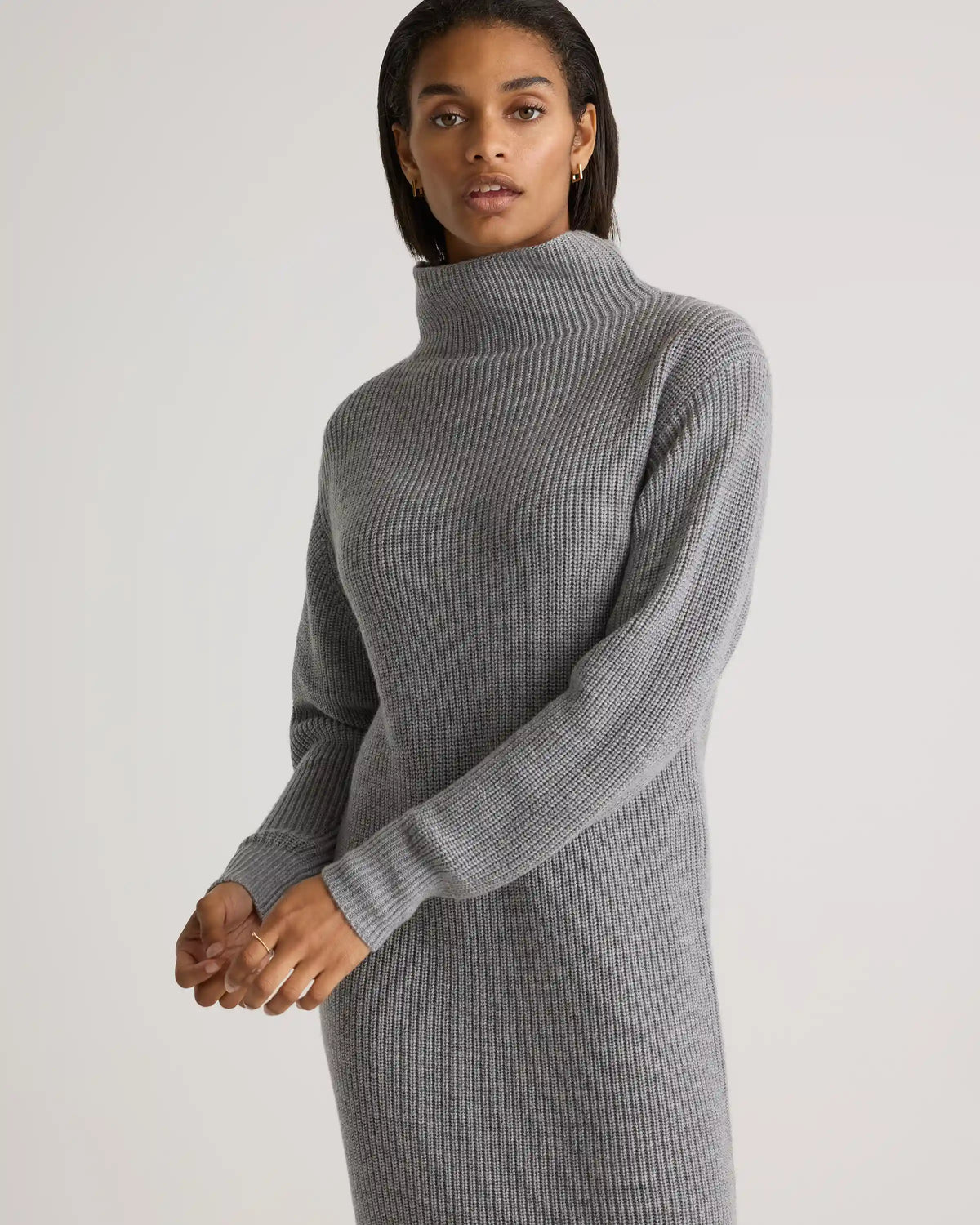 Australian Merino Wool Relaxed Turtleneck Sweater Dress