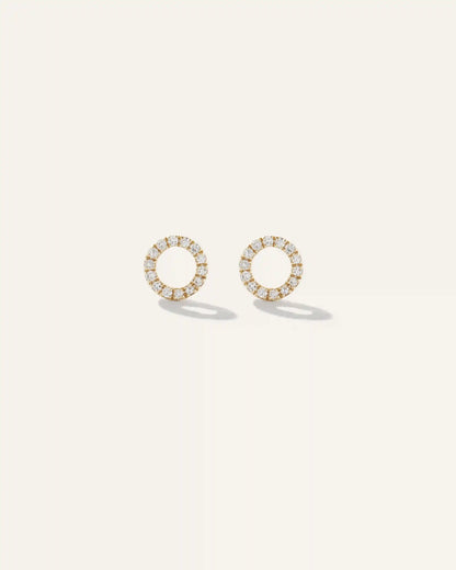 14K Diamond Pave Circle Studs