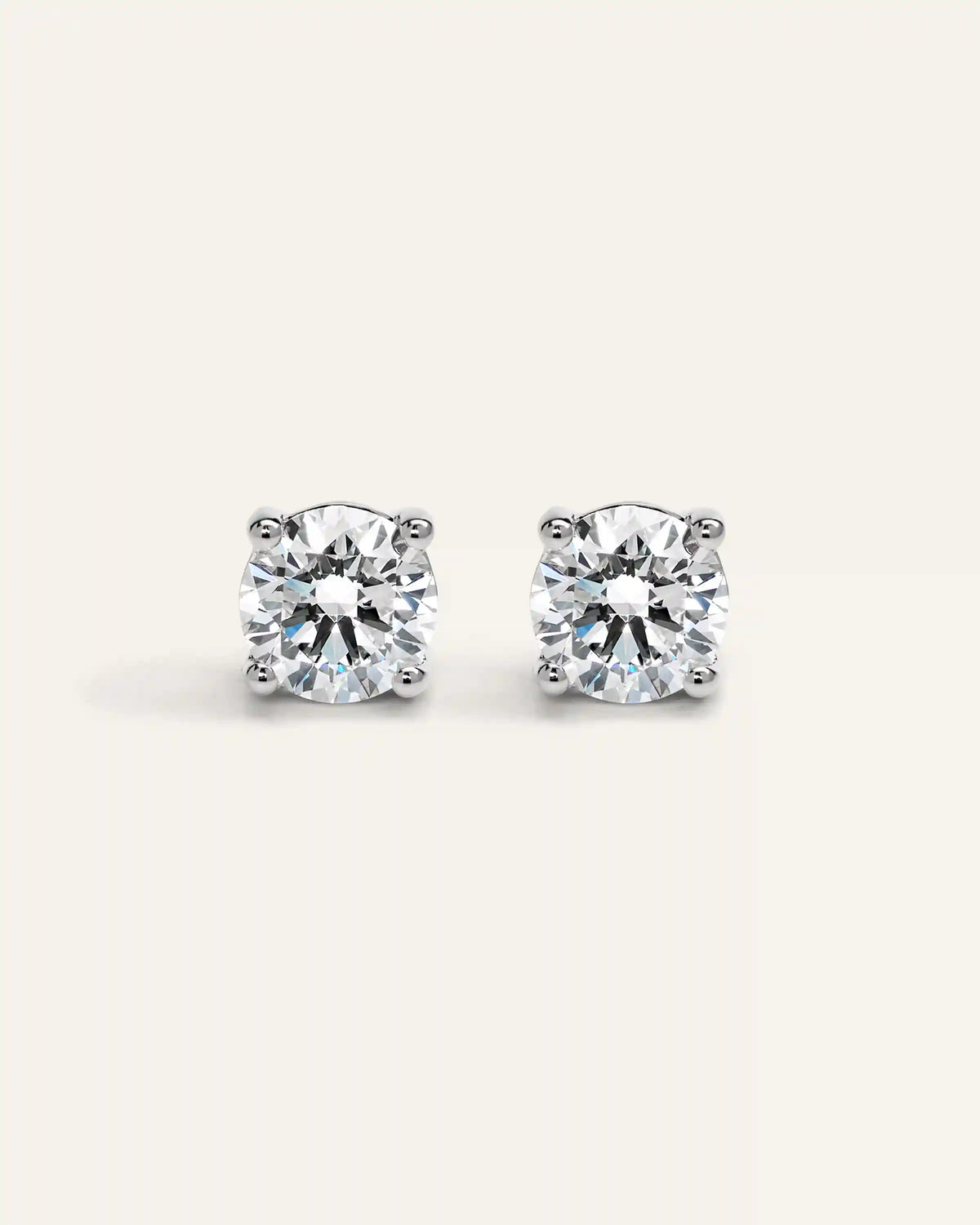 14K Gold Lab Grown Diamond Four-Prong Solitaire Studs - 4ctw