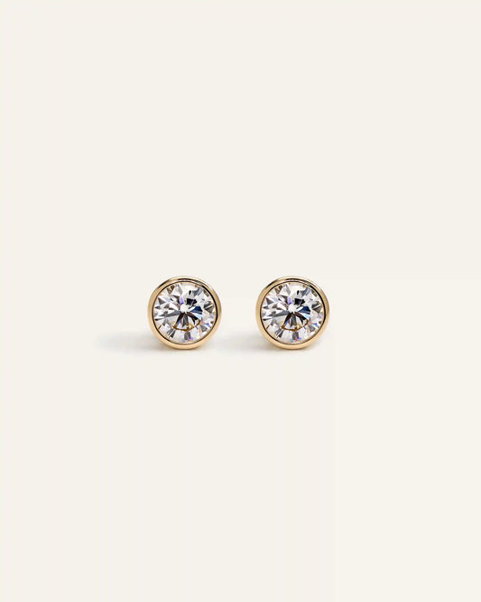 14K Gold Lab Grown Diamond Bezel Studs - 1.5ctw