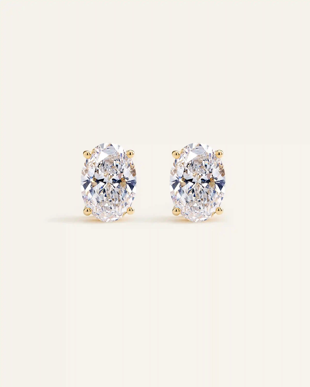 14K Gold Lab Grown Diamond Statement Oval Studs - 6ctw