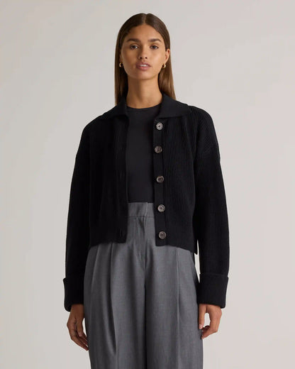100% Organic Cotton Fisherman Collared Cardigan