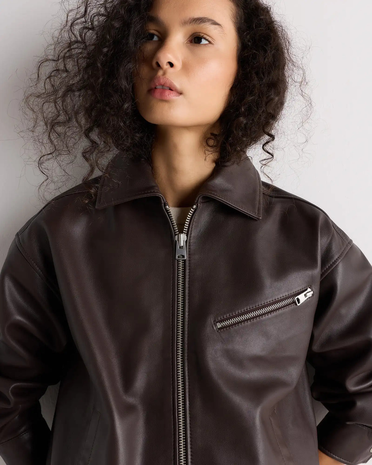 100% Leather Oversized Bomber Jacket