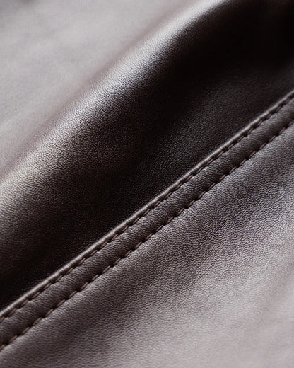 100% Leather Collarless Cropped Bubble Hem Jacket