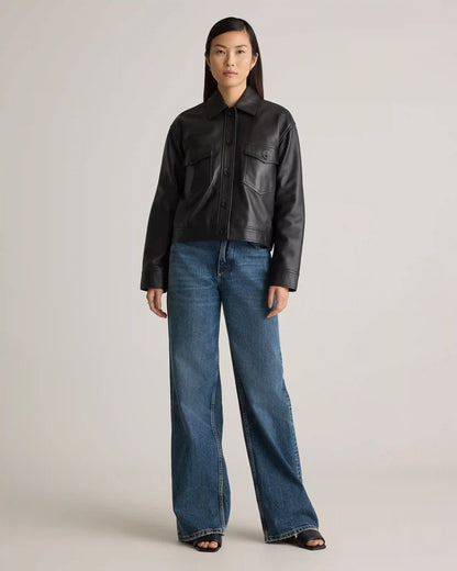 100% Leather Cropped Jacket