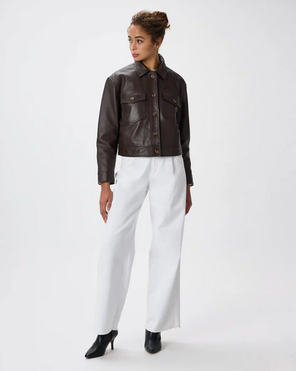 100% Leather Cropped Jacket