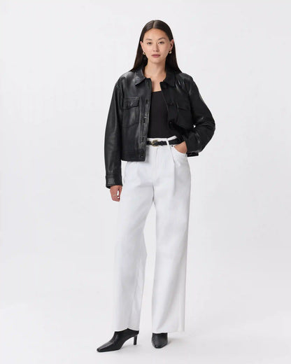 100% Leather Cropped Jacket