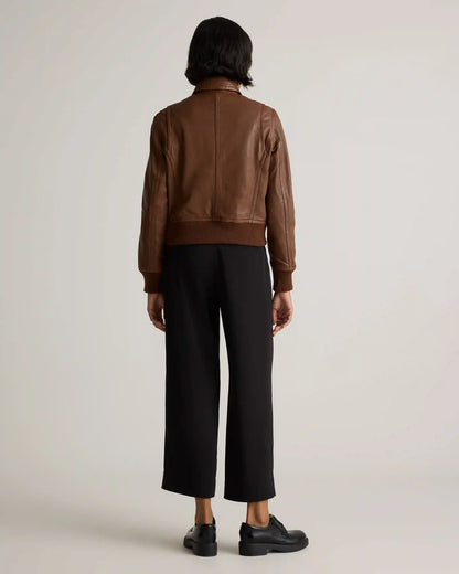 100% Washed Leather Bomber Jacket