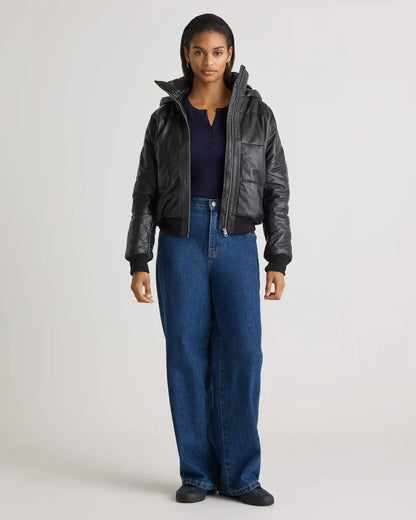 100% Leather Puffer Jacket