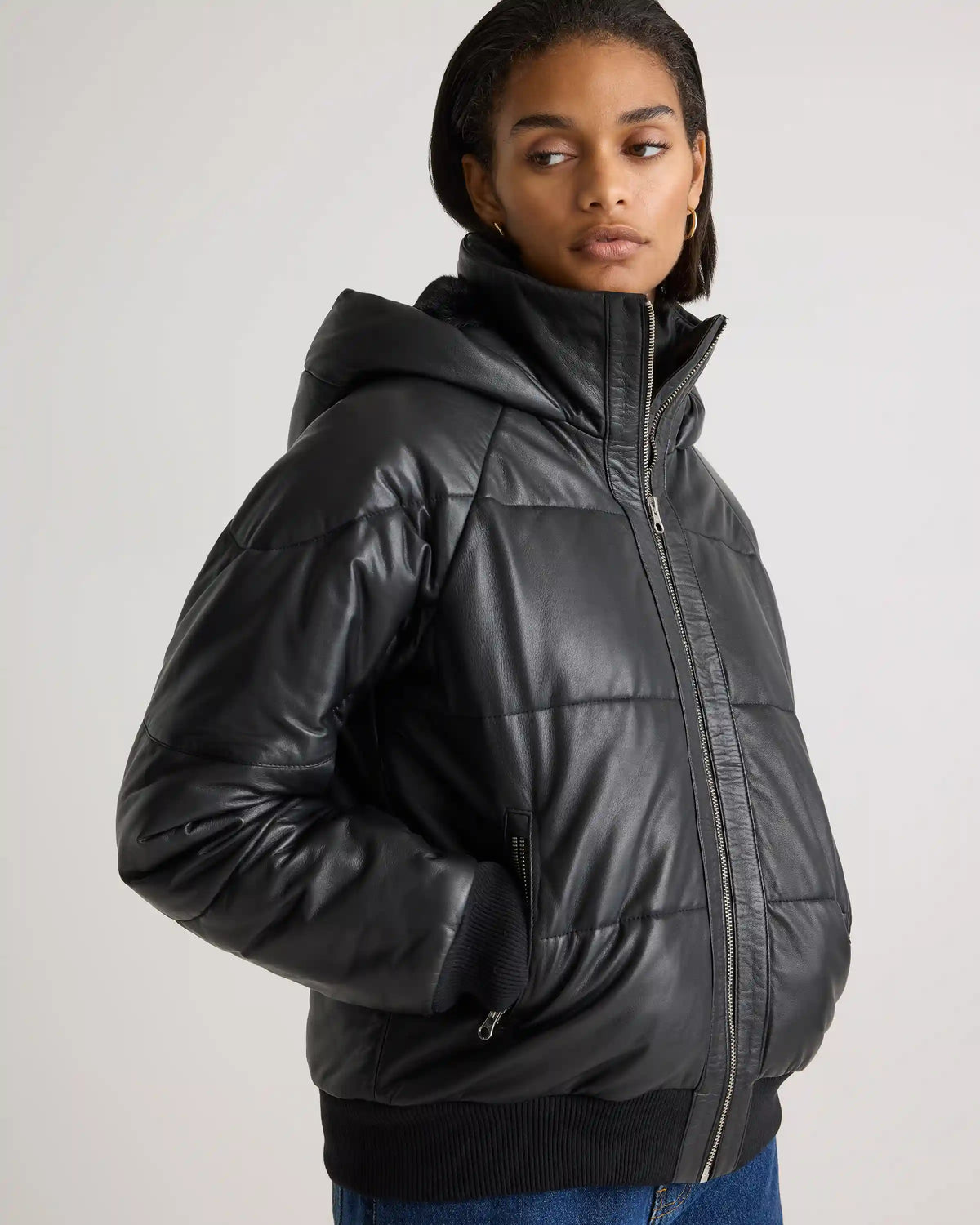 100% Leather Puffer Jacket
