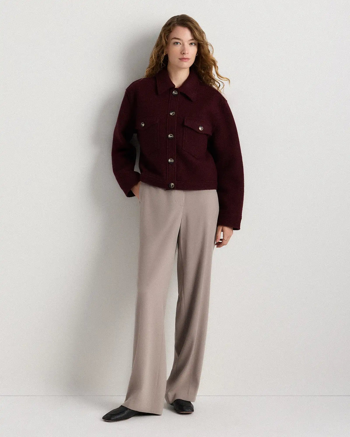 100% Merino Wool Cropped Shirt Jacket