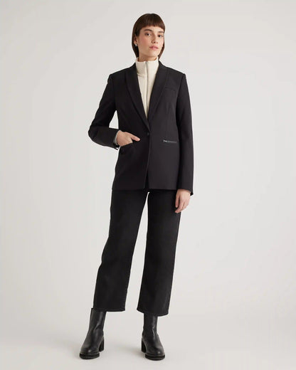 100% Mongolian Cashmere Ribbed Collar Blazer Insert
