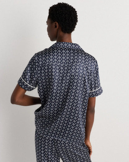 100% Washable Silk Satin Short Sleeve Pajama Top