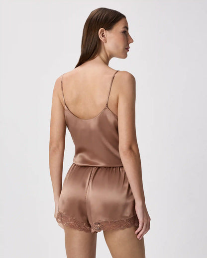 100% Washable Silk Satin Lace Pajama Shorts