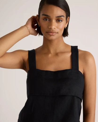 100% European Linen Square Neck Tank