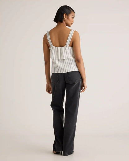 100% European Linen Square Neck Tank