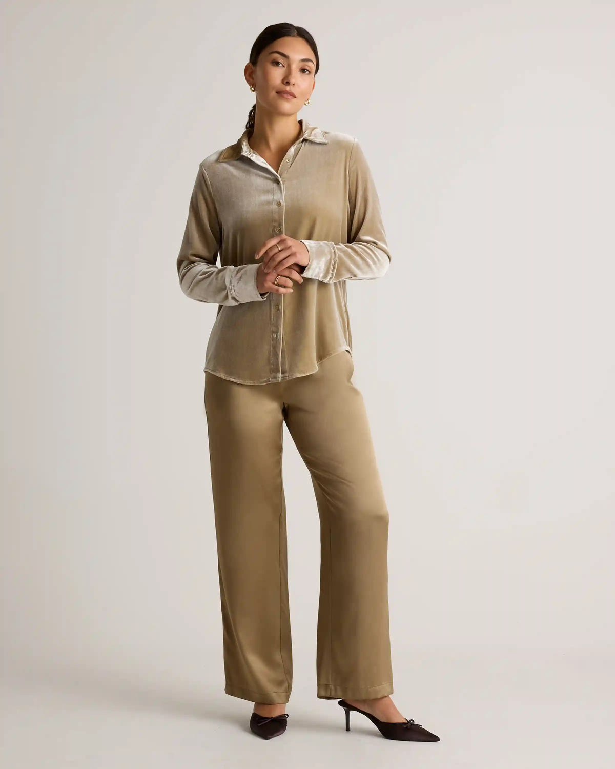 100% Washable Silk Drawstring Wide Leg Pants