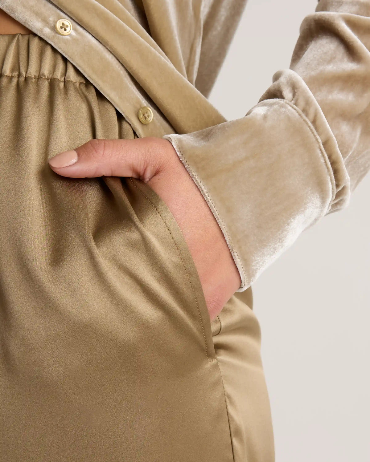 100% Washable Silk Drawstring Wide Leg Pants