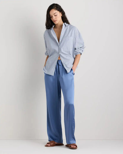100% Washable Silk Drawstring Wide Leg Pants