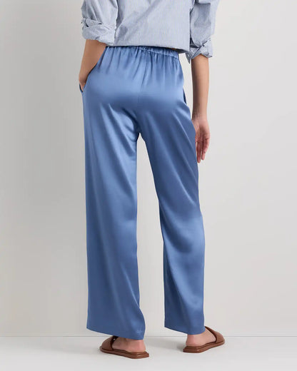 100% Washable Silk Drawstring Wide Leg Pants