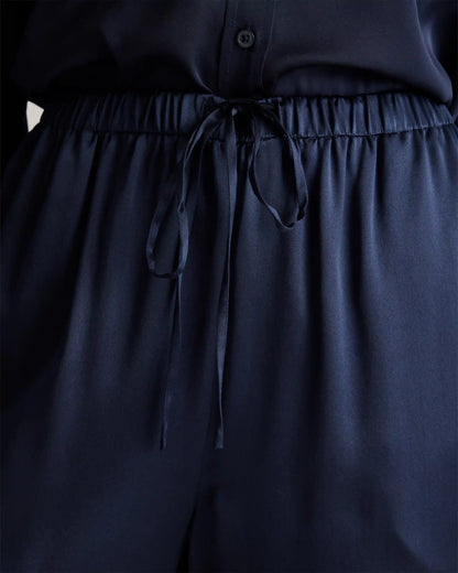 100% Washable Silk Drawstring Wide Leg Pants