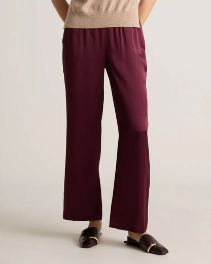 100% Washable Silk Drawstring Wide Leg Pants
