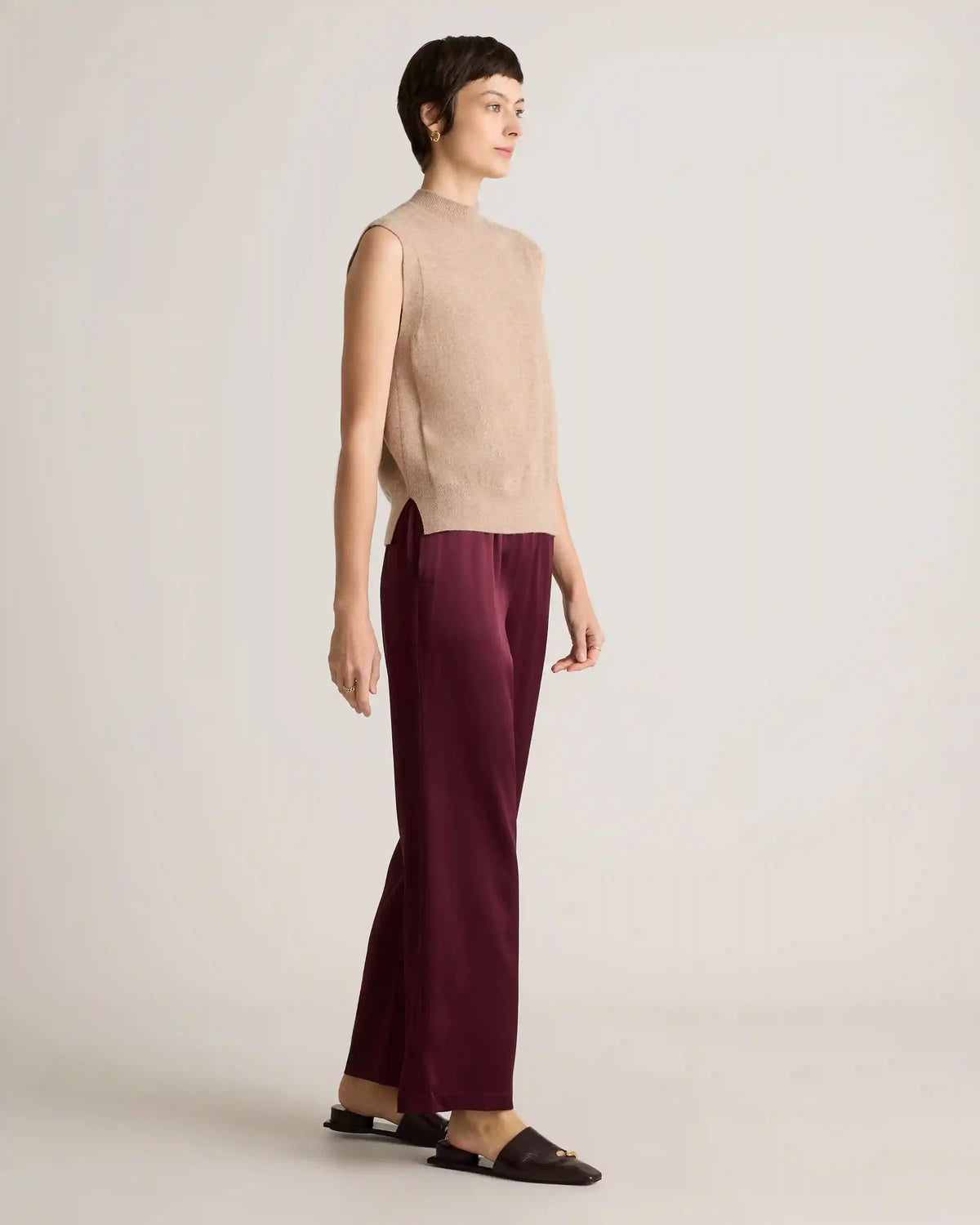 100% Washable Silk Drawstring Wide Leg Pants
