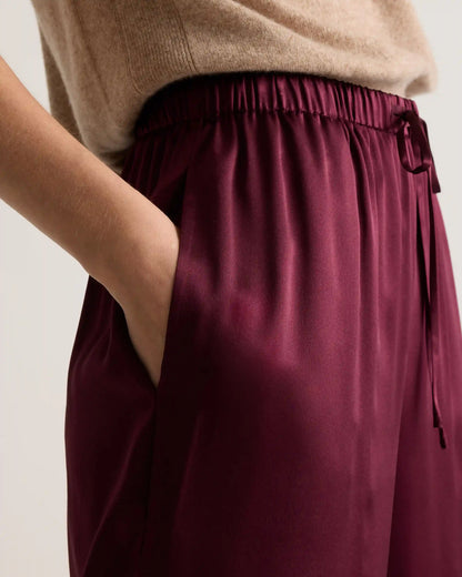 100% Washable Silk Drawstring Wide Leg Pants