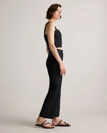 100% European Linen Patch Pocket Wide Leg Pants