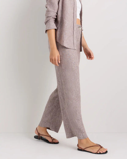 100% European Linen Patch Pocket Wide Leg Pants
