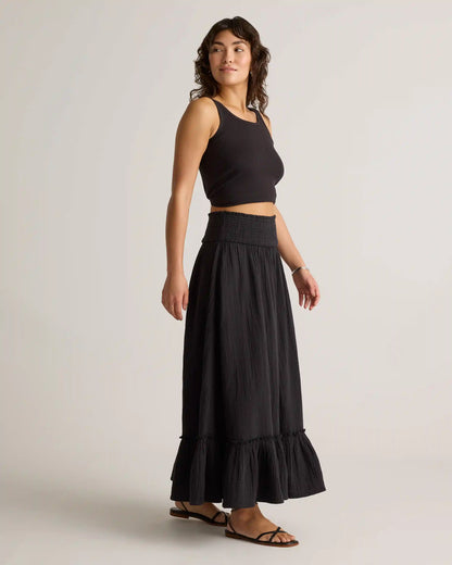 100% Organic Cotton Gauze Smocked Maxi Skirt