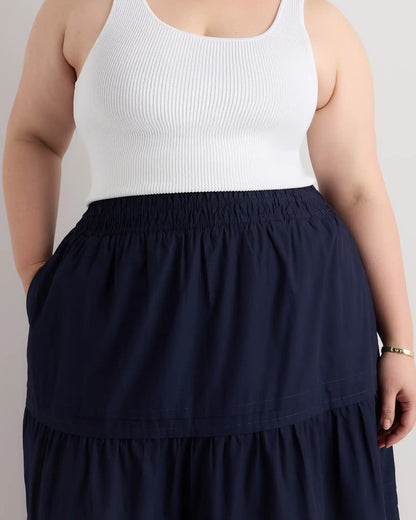 100% Organic Cotton Poplin Tiered Maxi Skirt