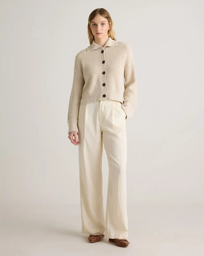 100% Organic Cotton Fisherman Collared Cardigan