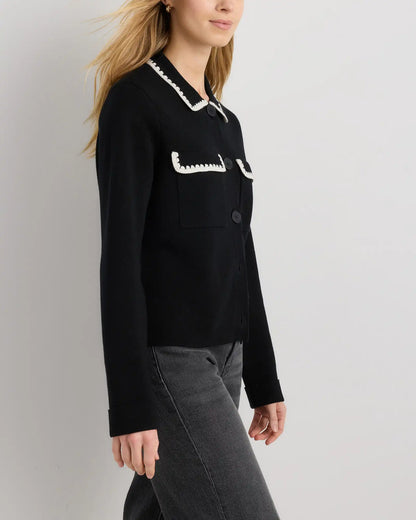 Australian Merino Wool Crochet Trim Sweater Jacket