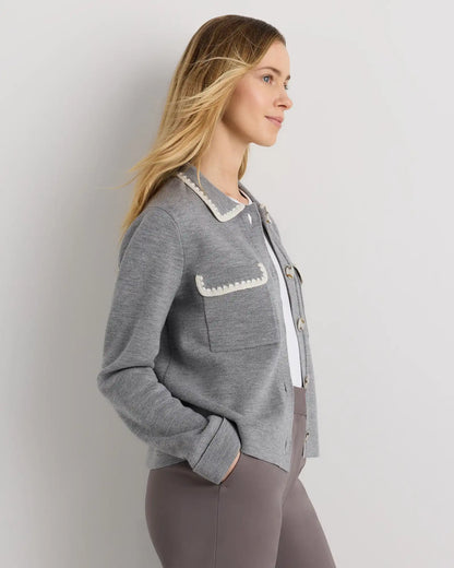 Australian Merino Wool Crochet Trim Sweater Jacket