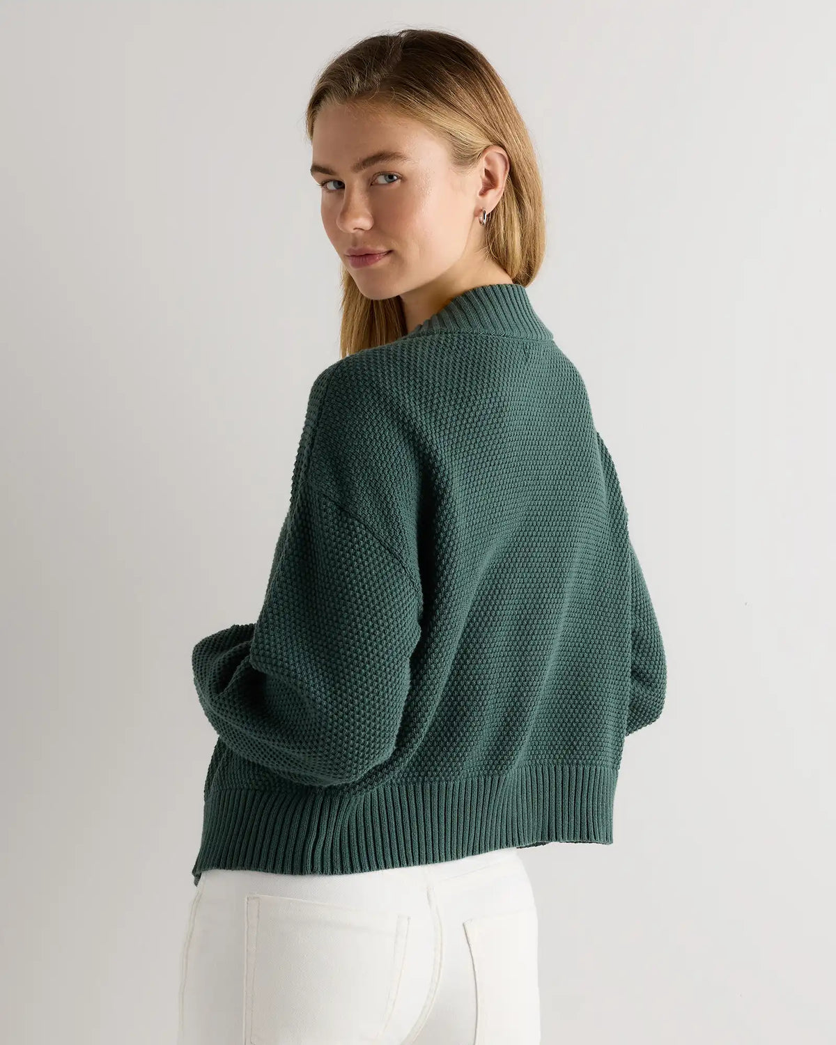 100% Organic Cotton Waffle Stitch Open Cardigan