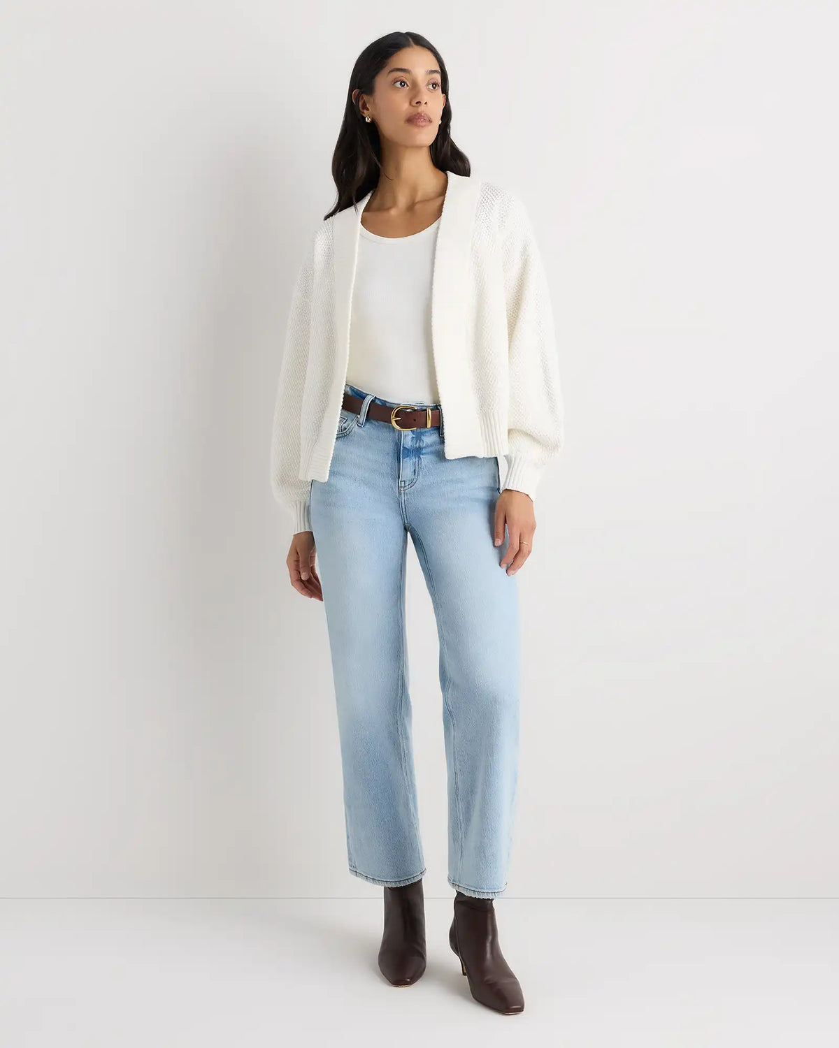 100% Organic Cotton Waffle Stitch Open Cardigan