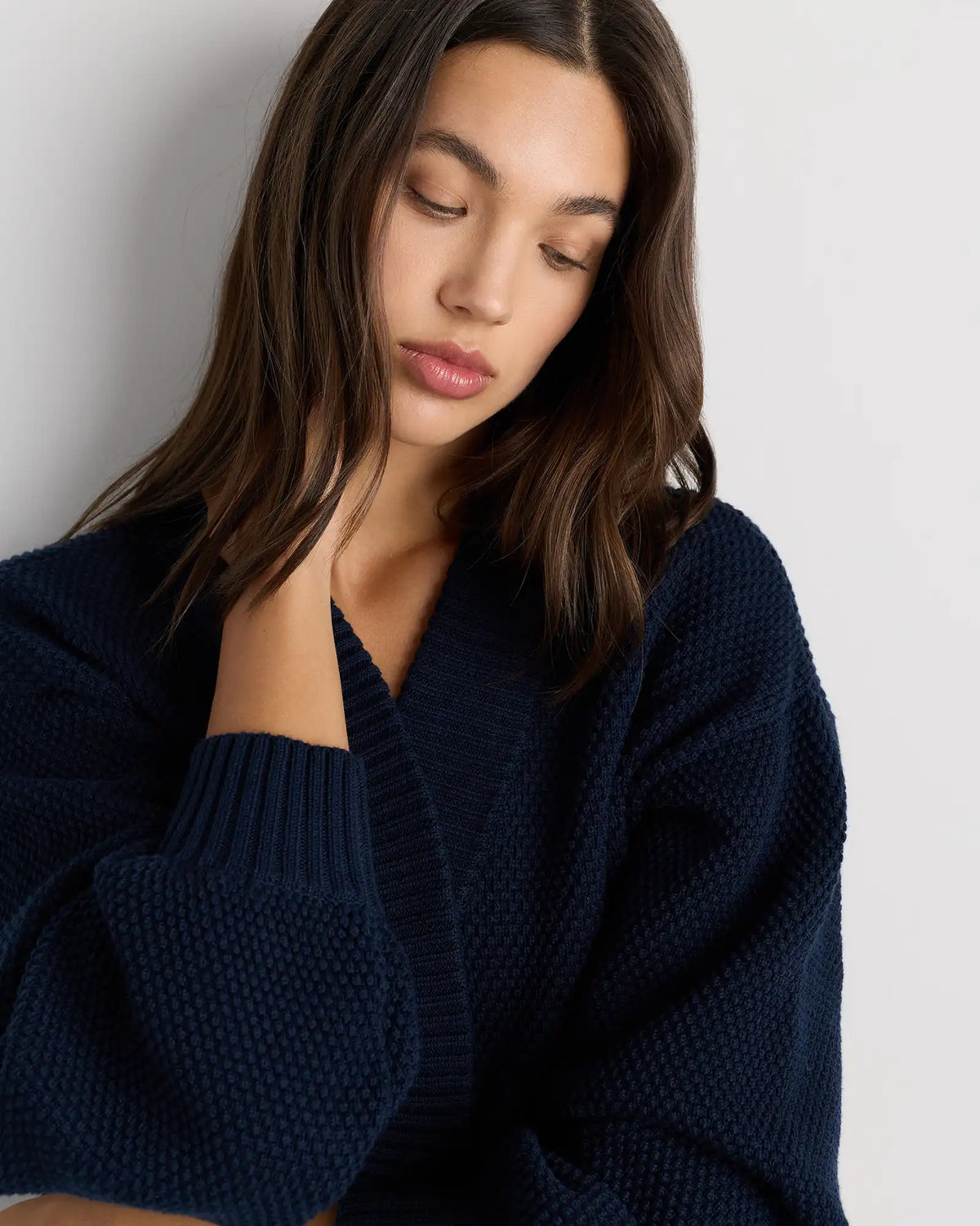 100% Organic Cotton Waffle Stitch Open Cardigan